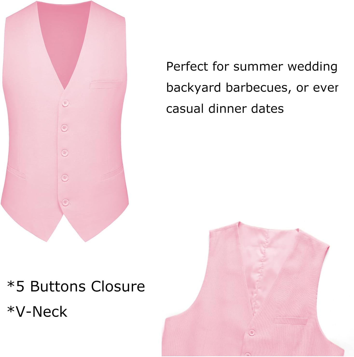 UNINUKOO Men's Linen Suit 2 Piece Vest and Shorts Suits for Men Summer Beach Weddings Set Dress Casual Party Tuxedo Suit Set - Image 3