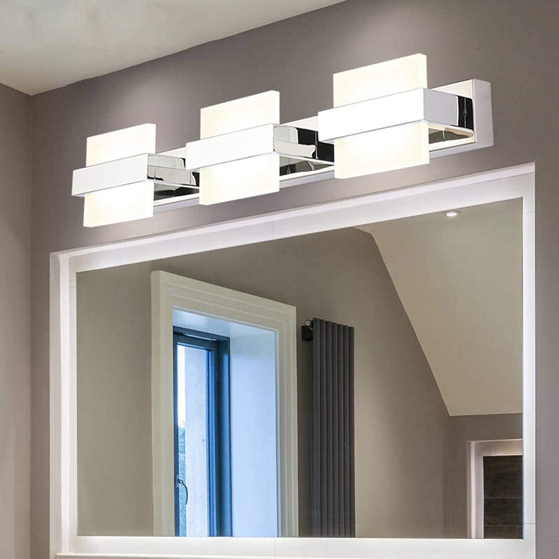 LED-Spiegelleuchte für Badezimmer, wasserdicht, Make-up-Spiegelleuchten, Acryl-Lampenschirm, Make-up-Waschtischleuchten, Sockel aus Edelstahl, Wandleuchte, Schrank- und Toilettenbeleuchtung Decoration