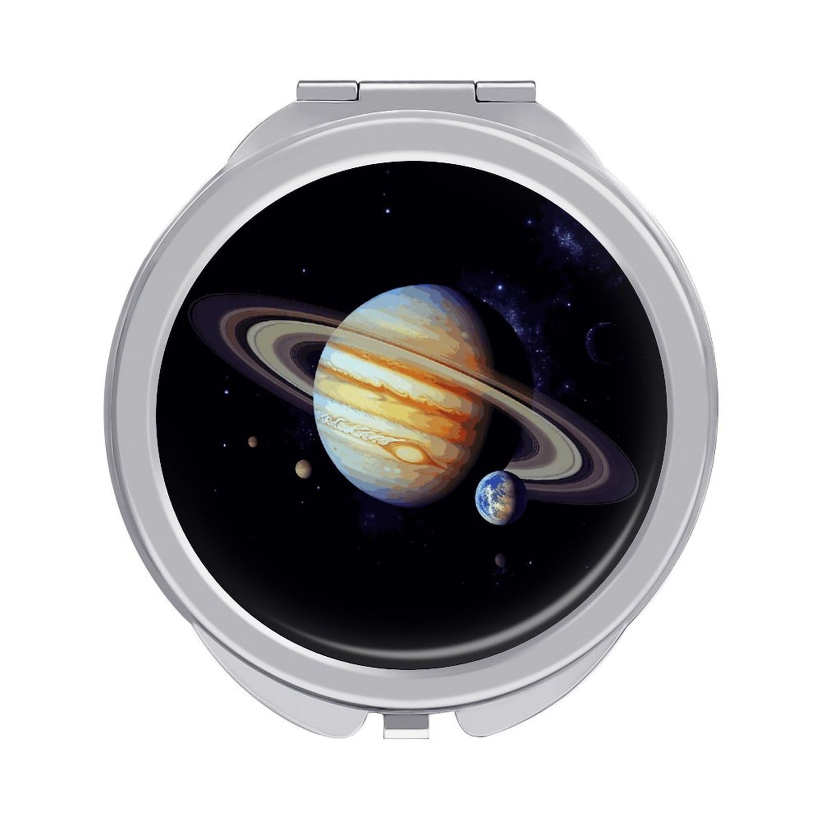 FekiLoot Planet Jupiter Travel Makeup Mirror 2 X /1 X Magnifying Slim Pocket Mirrors Compact for Purse Travel Makeup Mirrors for Pocket, Handbag, Purse Women Gift