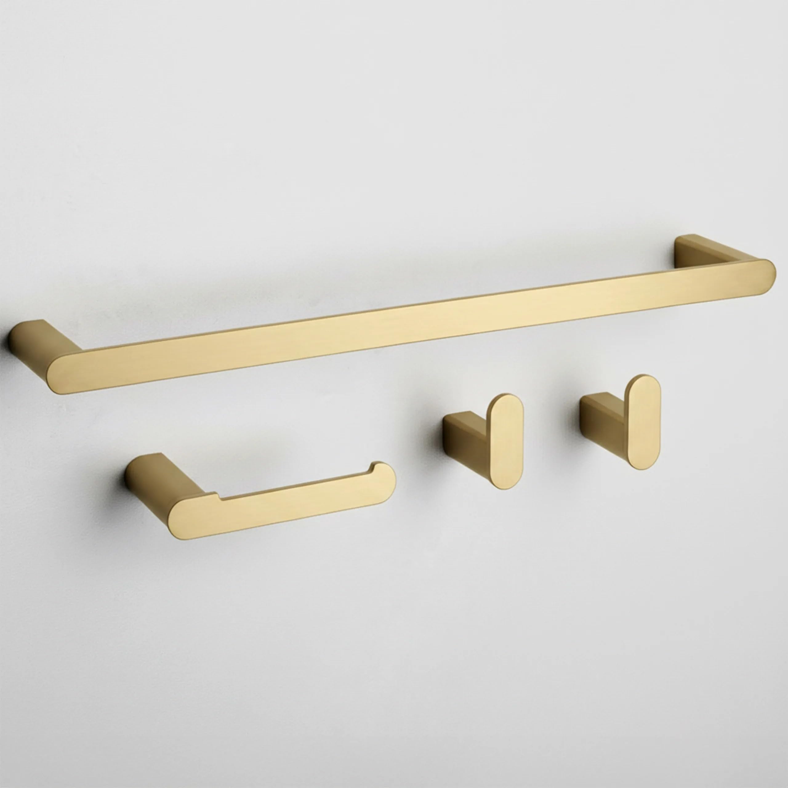 Rea - Badezimmer-Accessoire-Set l 4-teilig MATI - Gebürstetes Gold - Metall - 60x6,8x3 cm