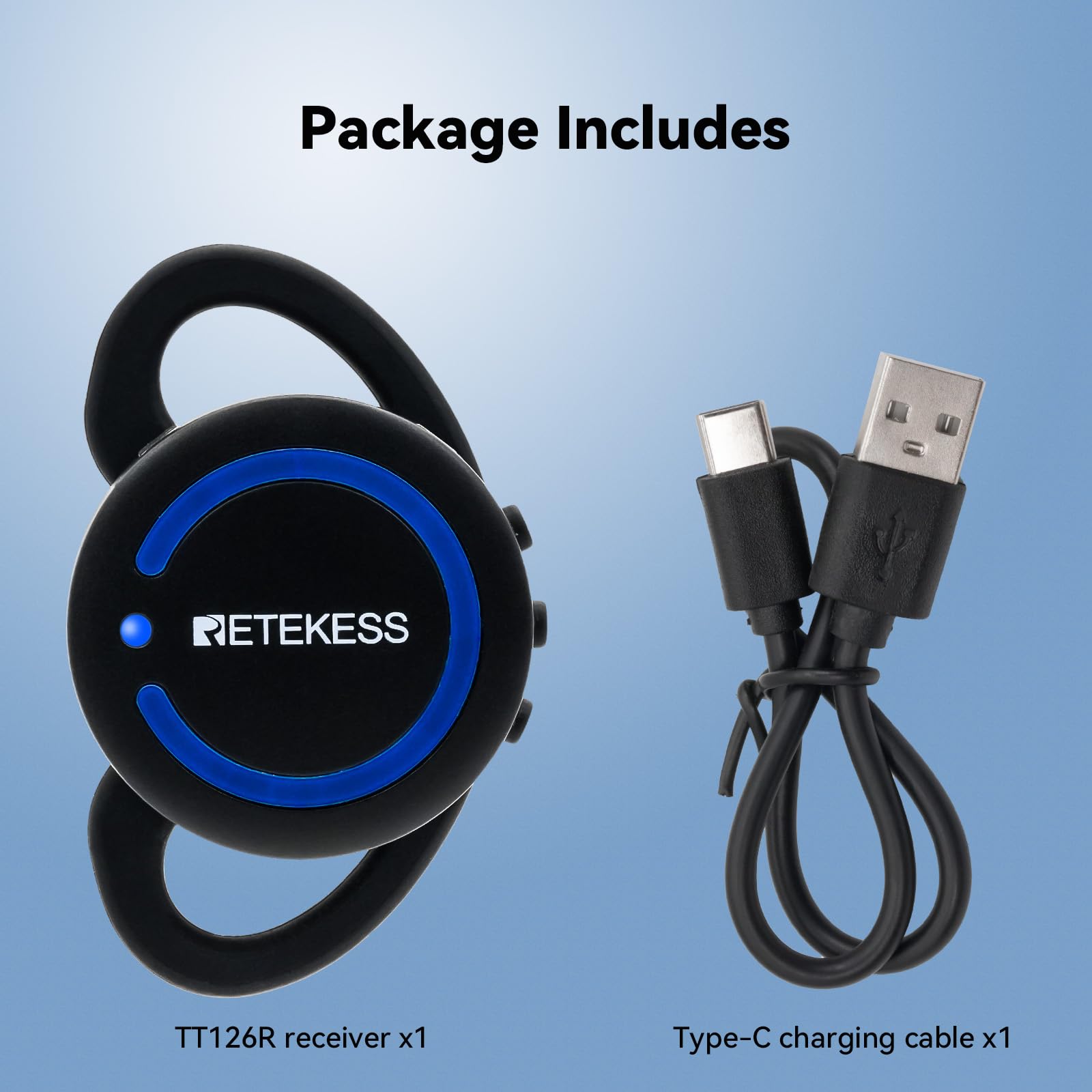 Retekess TT126R Tourguide-Headset-System, 280 m Zweiwege-Tourguide-System, Mini-Ohrbügelempfänger, für Werksführungen, Konferenzen (1 Empfänger)