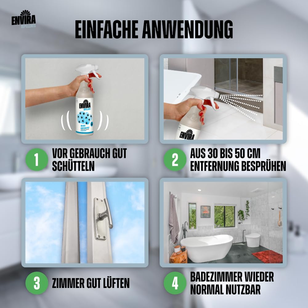 Envira Silberfischspray 2x 500 ml + 2x 2L gegen Silberfische & Papierfische | Silberfisch Spray & Mittel gegen Papierfischchen - hochwirksam für Haus, Wohnung, Küche und Bad, geruchsarm