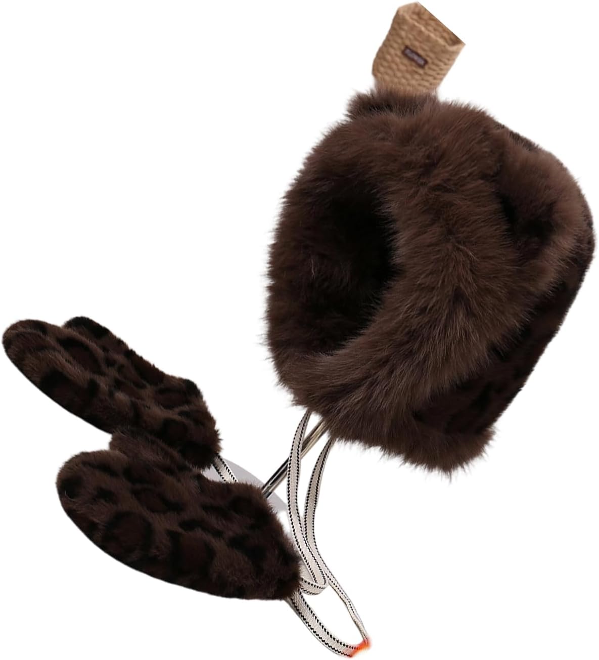 Leopards Print Plush Hat Warm Earmuff Hat Winter Fashionable Headwear Outdoor Activity Winter Fashion Accessory