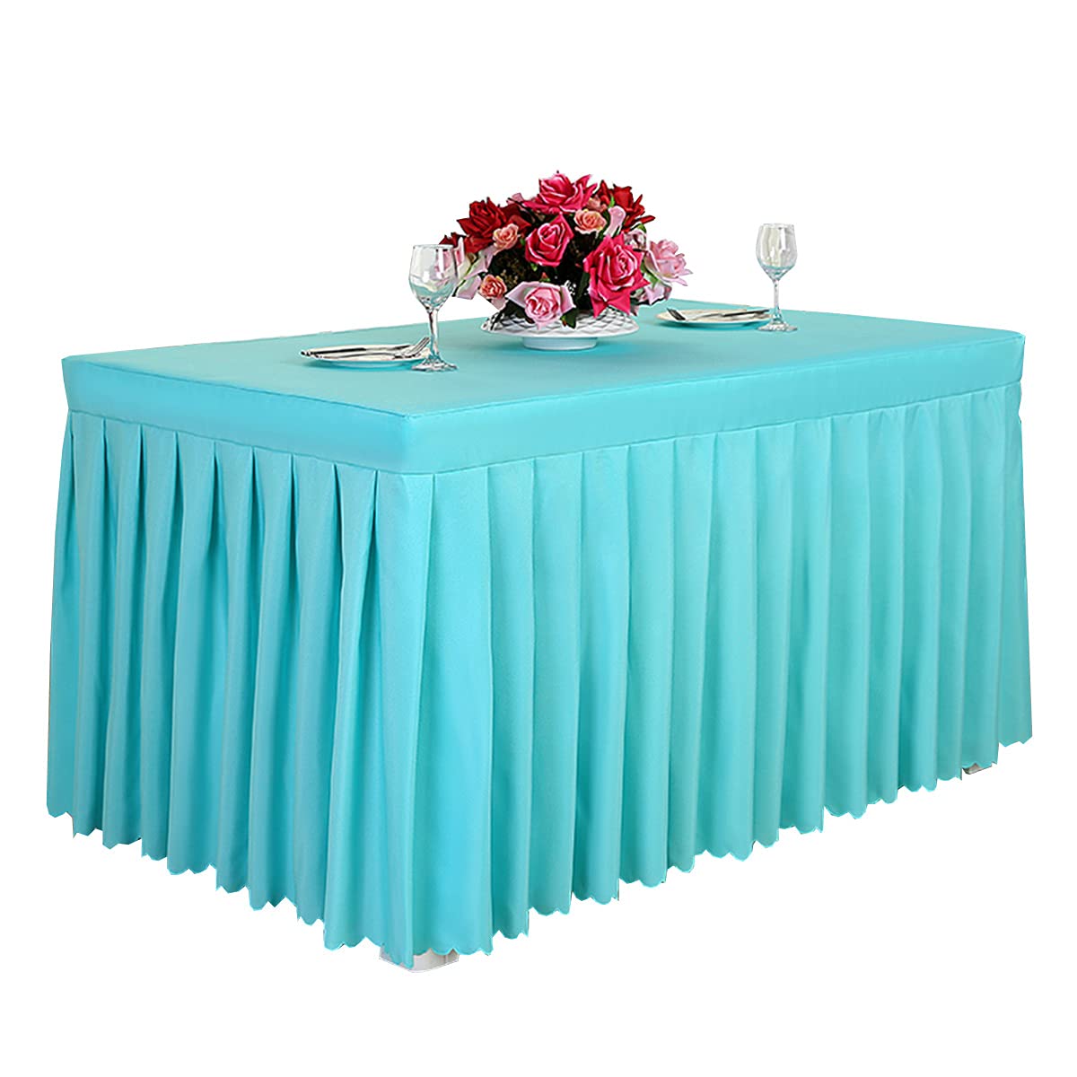 Manteles Falda de Mesa Mantel de Conferencia de Oficina Mantel para Eventos de Fiesta Azul Verde Tamaño (Largo*Ancho*Alto) 240 * 40 * 75cm