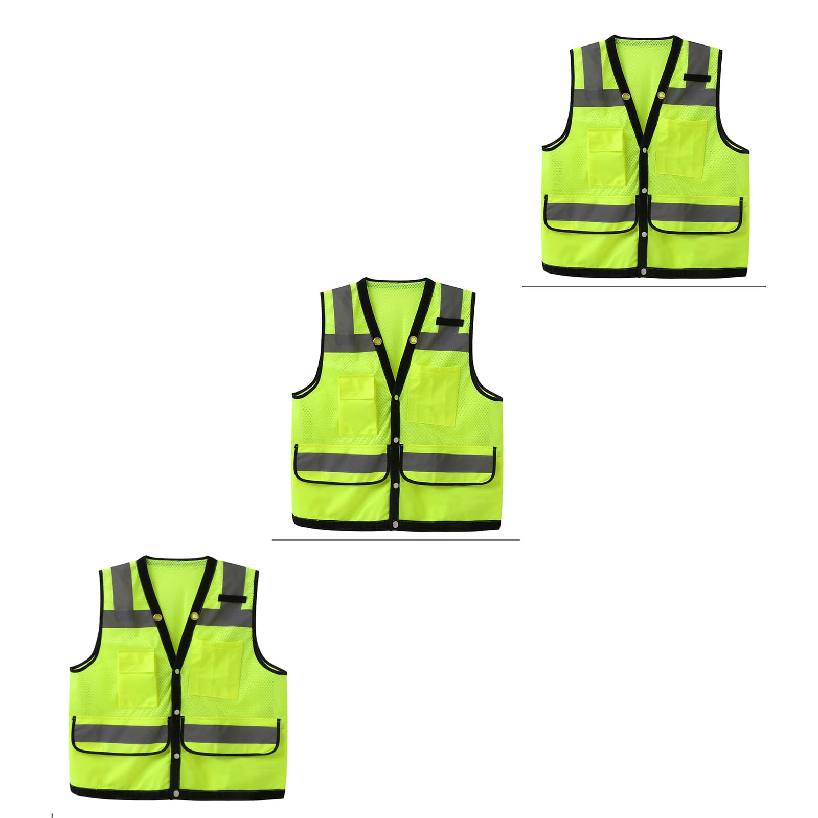 3 pcs Gilet de Sécurité Réfléchissante,Gilet de travail en maille respirante,Plusieurs poches,Fabriqué en matériau réfléchissant,Pour l'assistance de nuit,les conducteurs,les sports de plein air