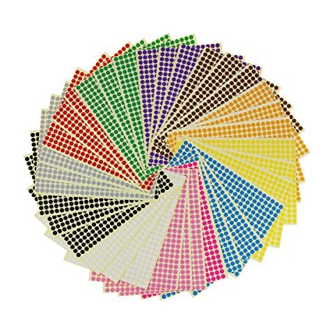 LJY 6mm Round Dot Stickers Color Coding Labels, 12 Different Assorted Colors, 36 Sheets, 14688 Dots in Total Cover