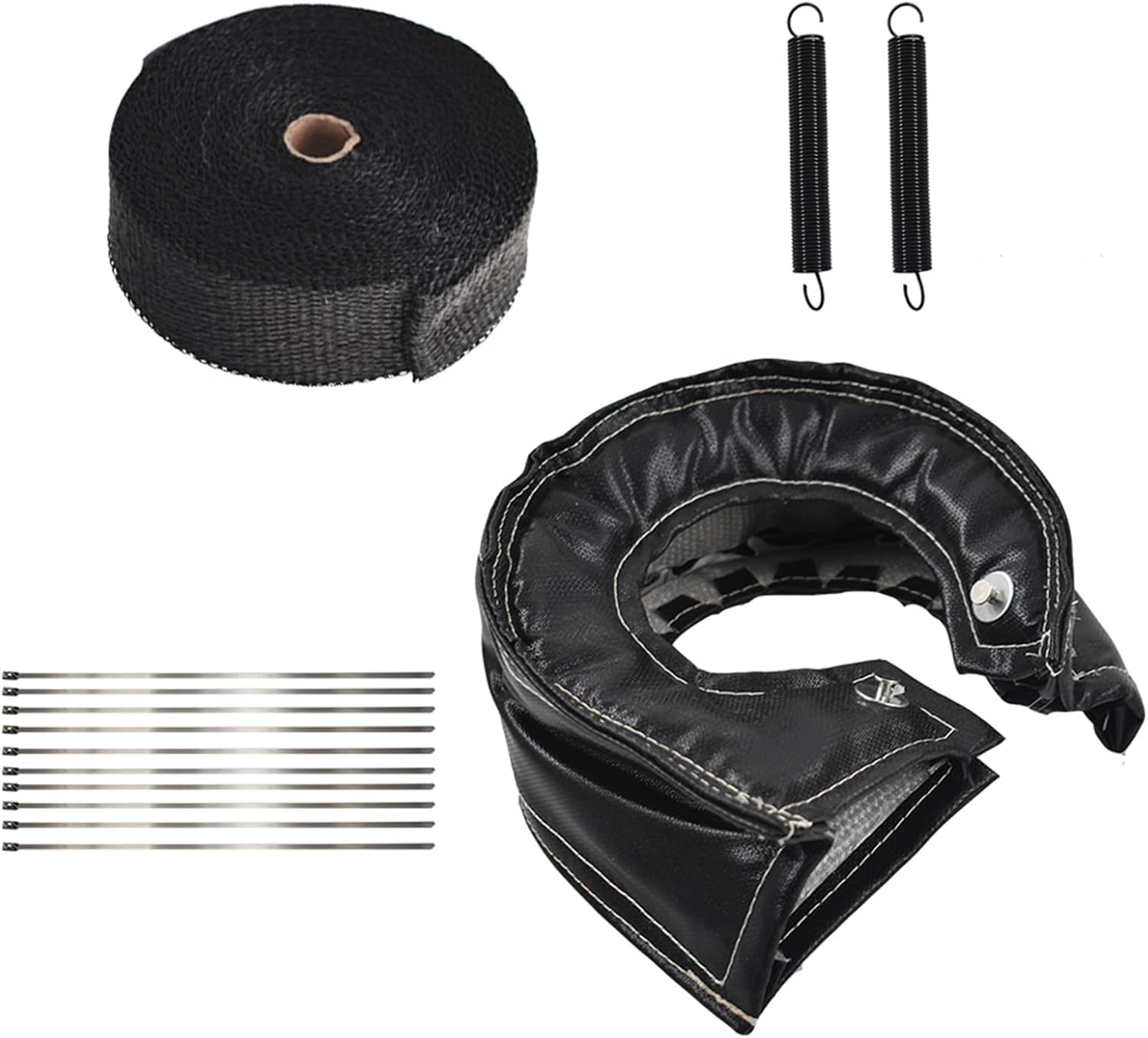 labwork Black T6 Turbo Heat Shield Blanket Cover with 2Inch 50FT Header Wrap Tape Replacement for T6 GT55 GT40 HX52 HT60 T88