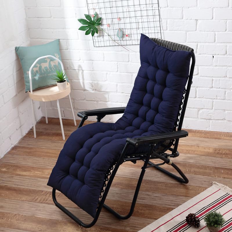 Hixingo Sun Lounger Cushion Replacement, Thick Garden Chair Cushions, Colour Bench Seat Pads with Anti-slip Straps, Rocking Chair Pad for Indoor Outdoor Garden Patio Beach (Dark Blue,170x48cm)