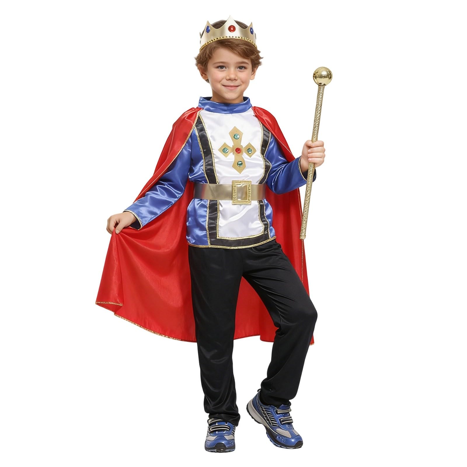 Faschingskostüme Kinder Junge König Kostüm Mittelalterliches Edelmann Fancy Dress Outfit Mit Umhang Und Zepter Für Kinder Aufwendiges Verkleidungsset Für Bühne Und Fasching Kinderkostüme Mädchen