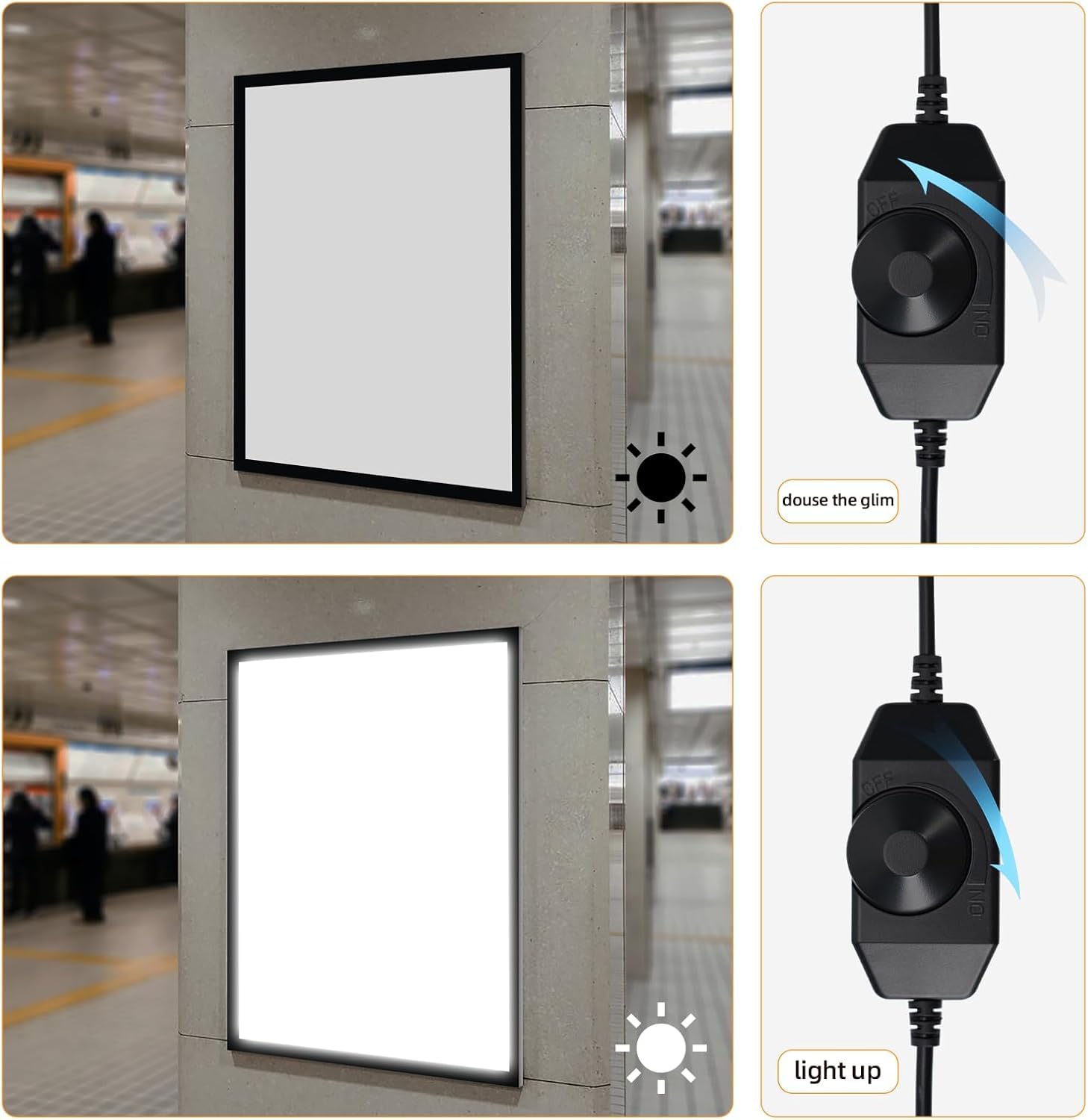 QiXIN - Marco de póster LED de 24 x 36 pulgadas con regulador, caja de luz retroiluminada para carteles de películas y arte, montado en la pared con interruptor de encendido/apagado, ideal para cine
