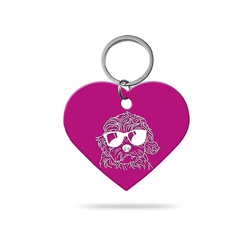MACOS Engraved Personalised Heart Pet Tag for Dogs and Cats [Pink]