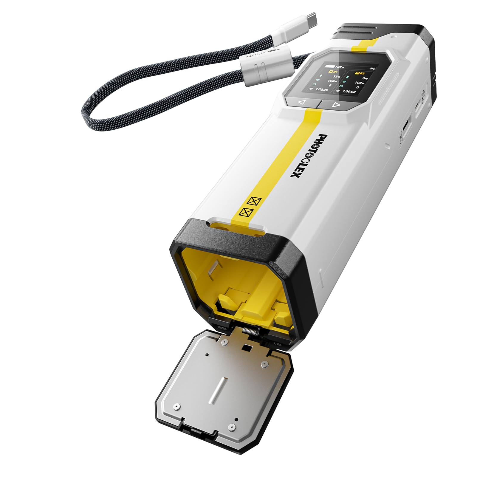 PHOTOOLEX NP-W235 Cargador, BB Pro Cargador Doble USB C 100W de Carga rápida con batería integrada 16500mAh, Compatible con Fujifilm X-T5,X-T4,GFX 100S,X-H2S,X-S20,GFX 50S II,VG-XT4, Smart Display