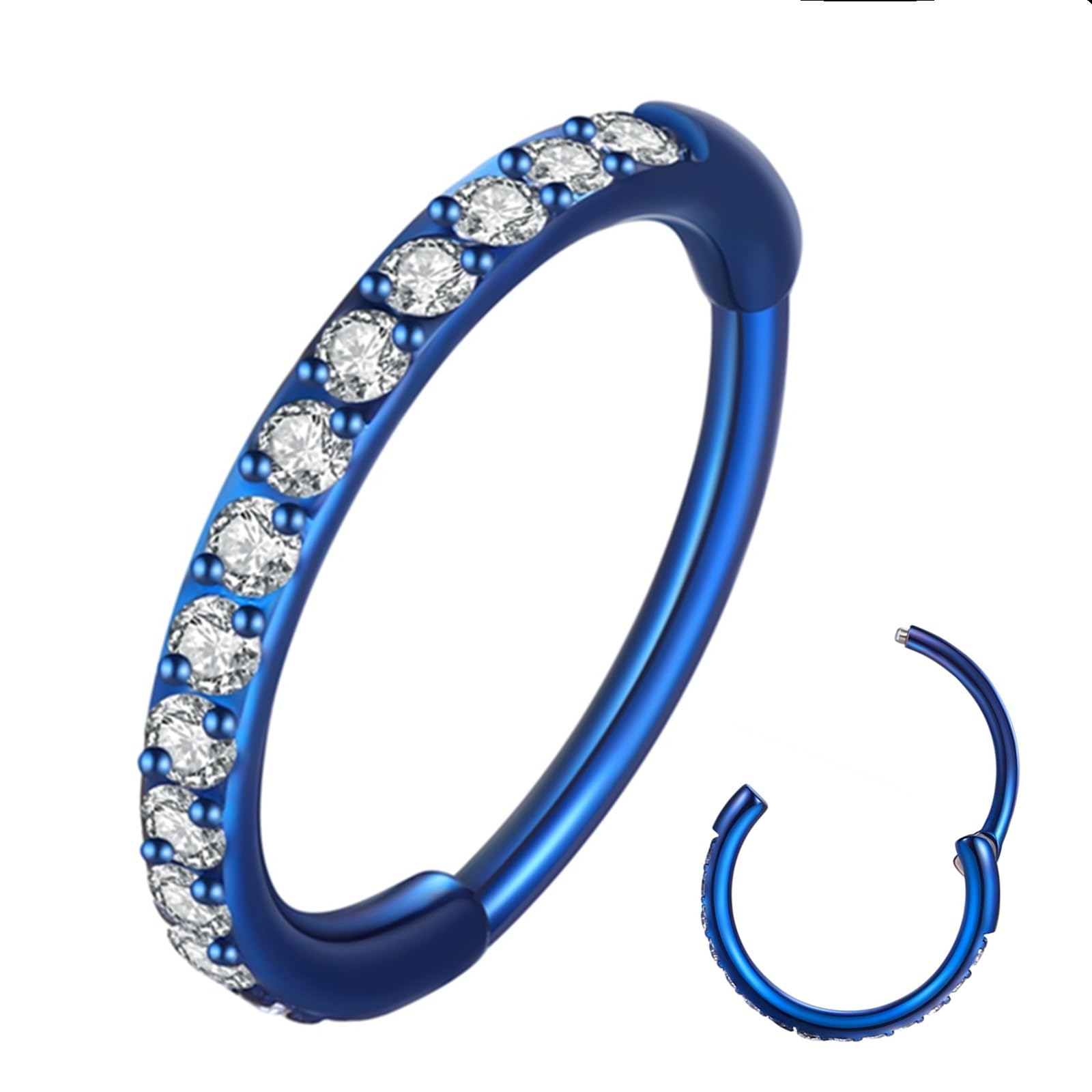 ORANGELOVE 20G 18G 16G Clear CZ Nose Ring Hoop 316L Surgical Steel Seamless Silver Septum Ring Clicker Jewelry Cartilage Earring Ear Piercing Hoop