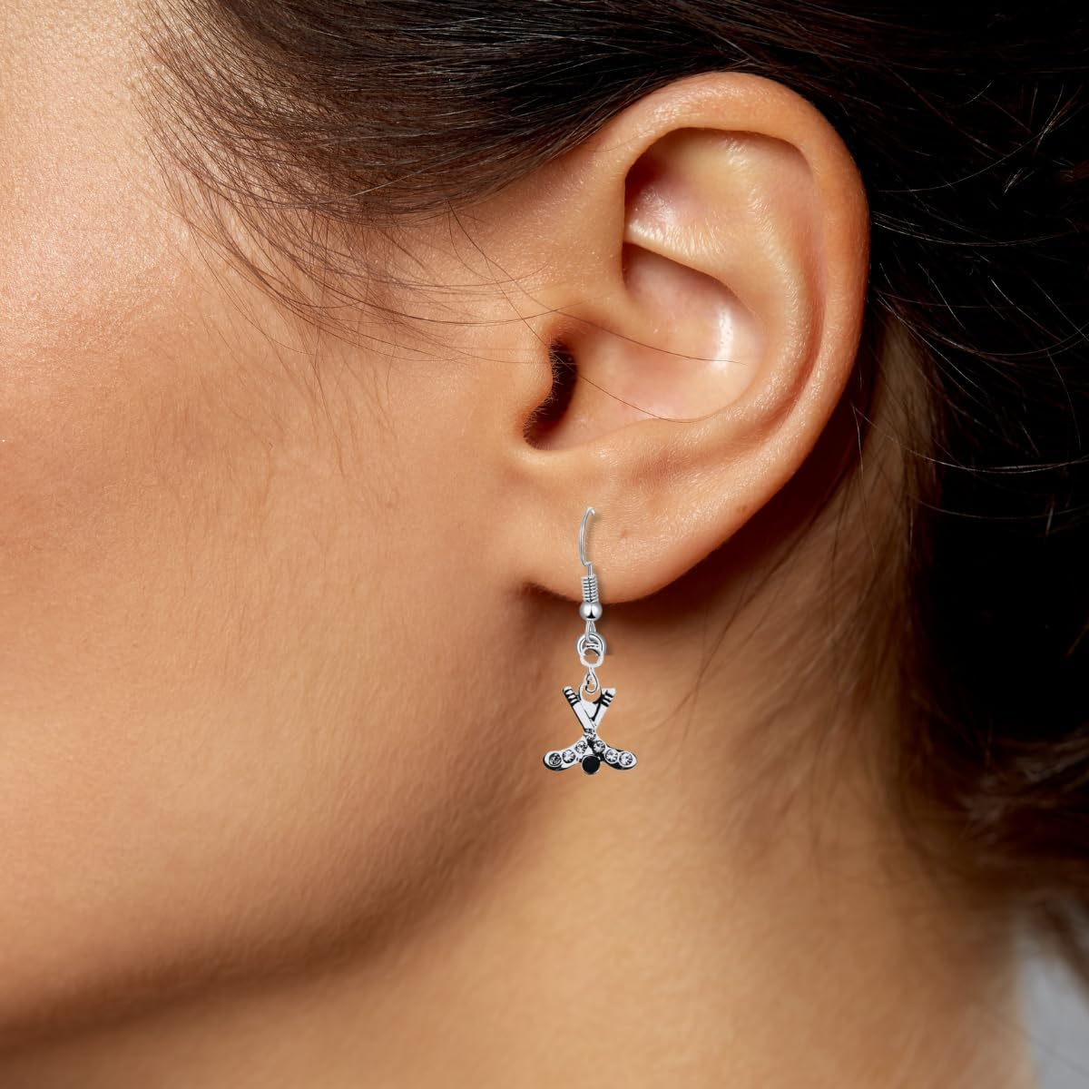 Sportybella - Hockey Earrings for Women – Rhinestone Ice Hockey Stick and Puck Dangle Jewelry, Gift for Players - Image 5