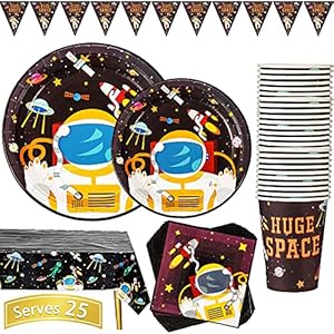 Ruimte Thema Feestbenodigdheden 102 Stuks Astronaut Planeet Thema Servies Set Papieren Borden Servetten Bekertjes…