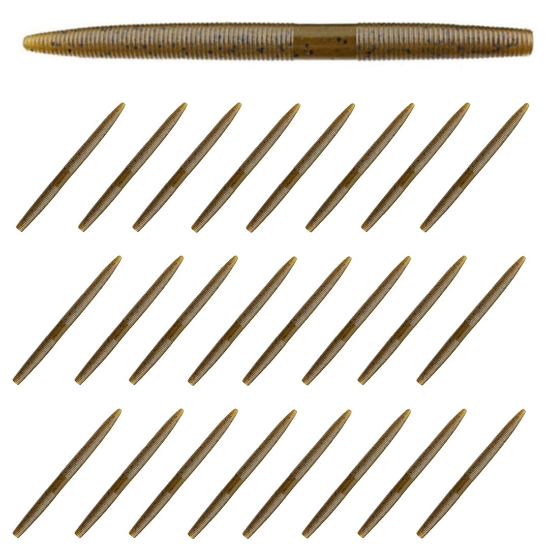 Reaction Tackle Wacky Worms/Soft Plastic Worm Stick Baits / 5.5in - 24 Pack - Durable Fishing Lures for Bass and More