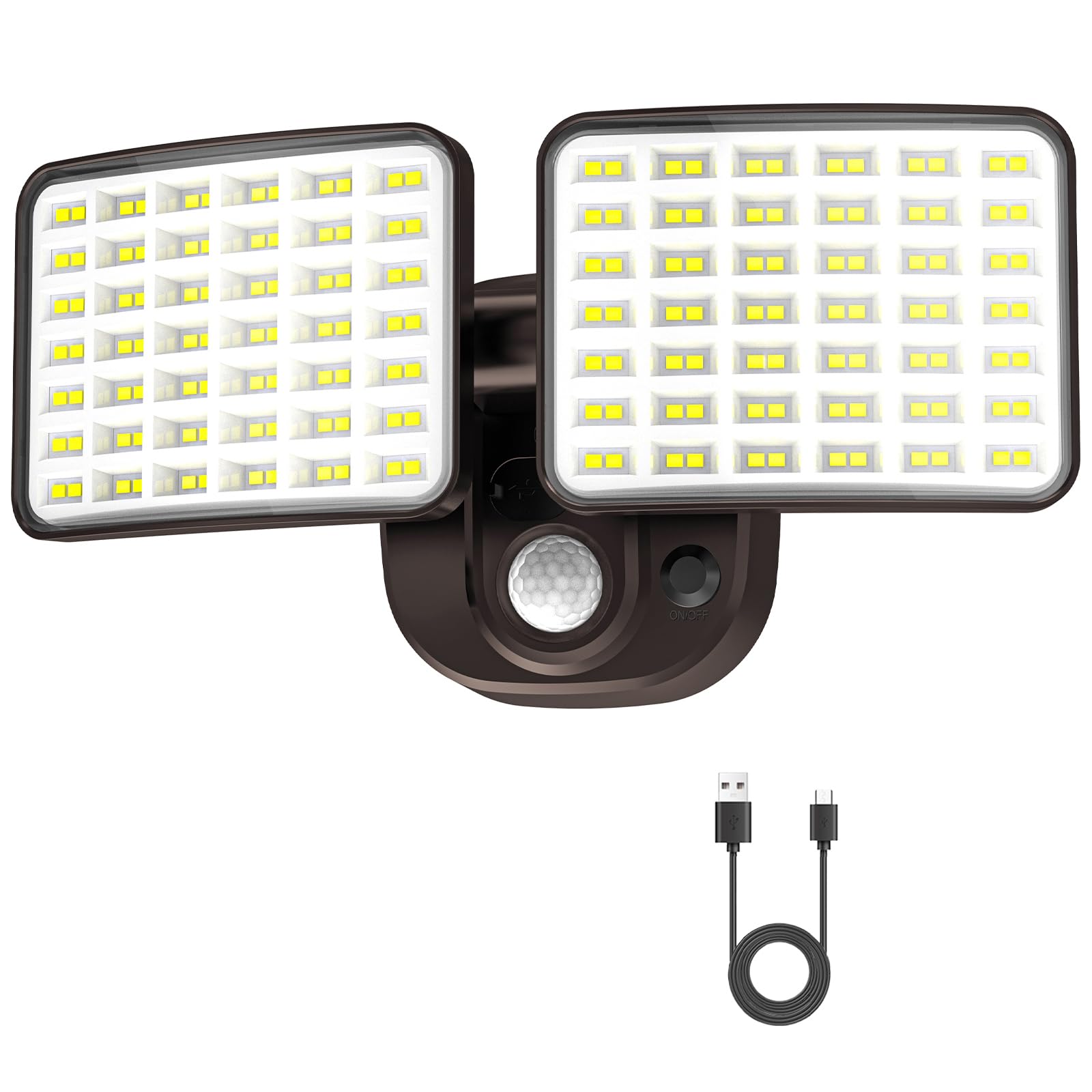 Rechargeable Battery Operated Motion Light 2500LM &amp; 4000LM Motion Sensor Security Light(1-3 Months Endurance) USB Charging LED Flood Light Outdoor (Brown) 1 Pack