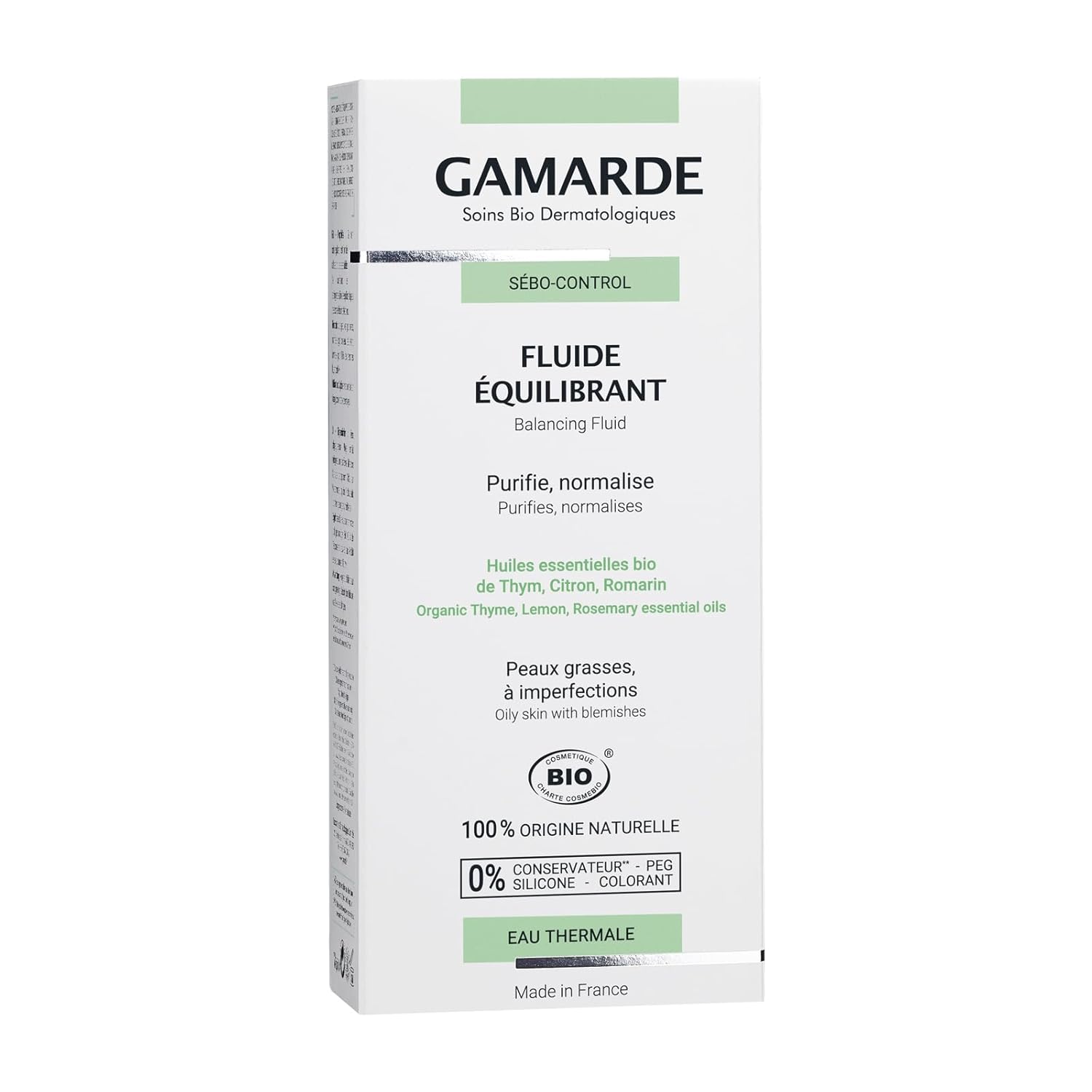 Gamarde Balancing Fluid - Purifying Face Moisturizer for Combination to Oily Skin - Reduces Imperfections, Mattifies and Smoothes Skin - 1.41 oz