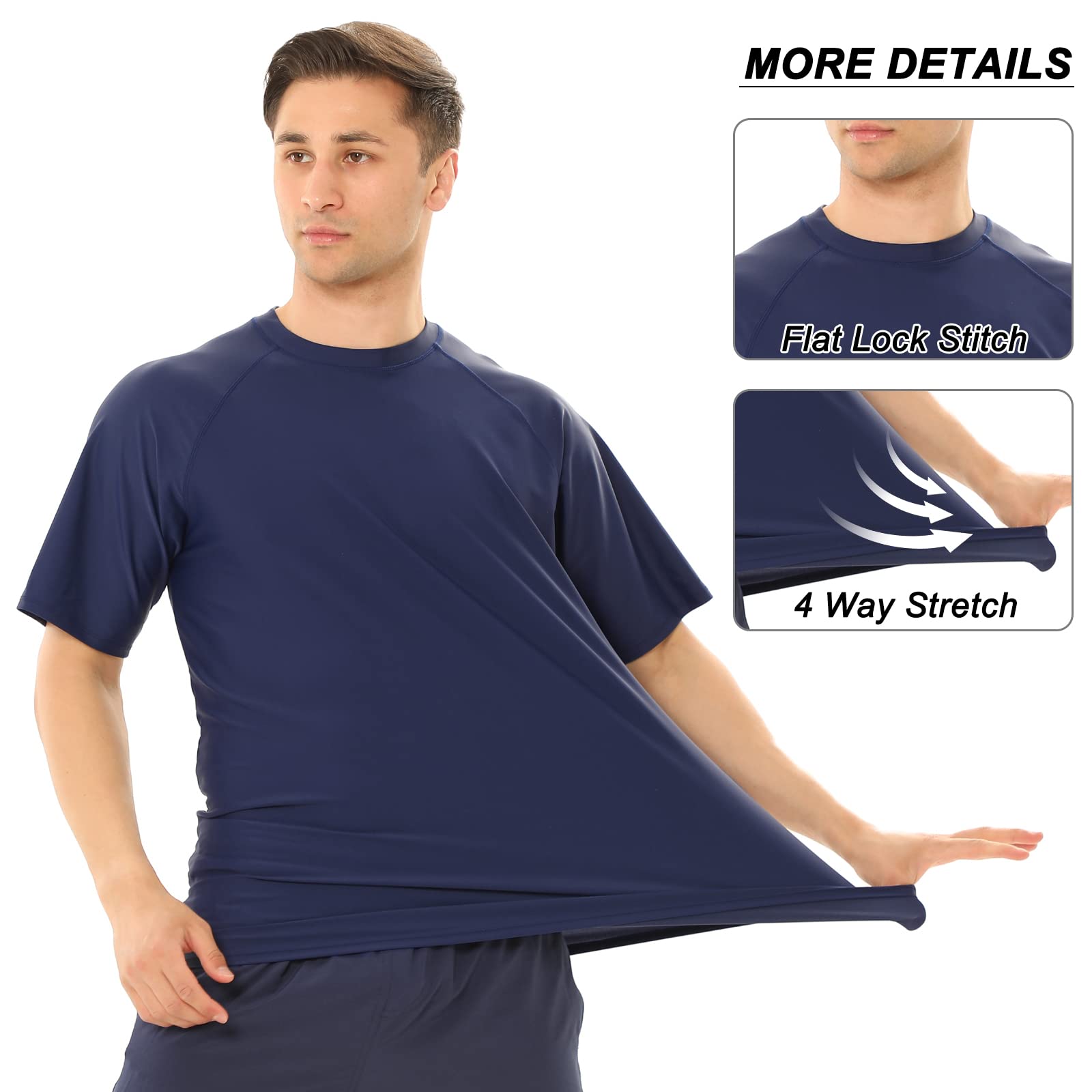 MASOCIO Camiseta Proteccion Solar Hombre Manga Corta UPF 50＋Anti UV Transpirable Secado Rápido para Surf Natacion Running