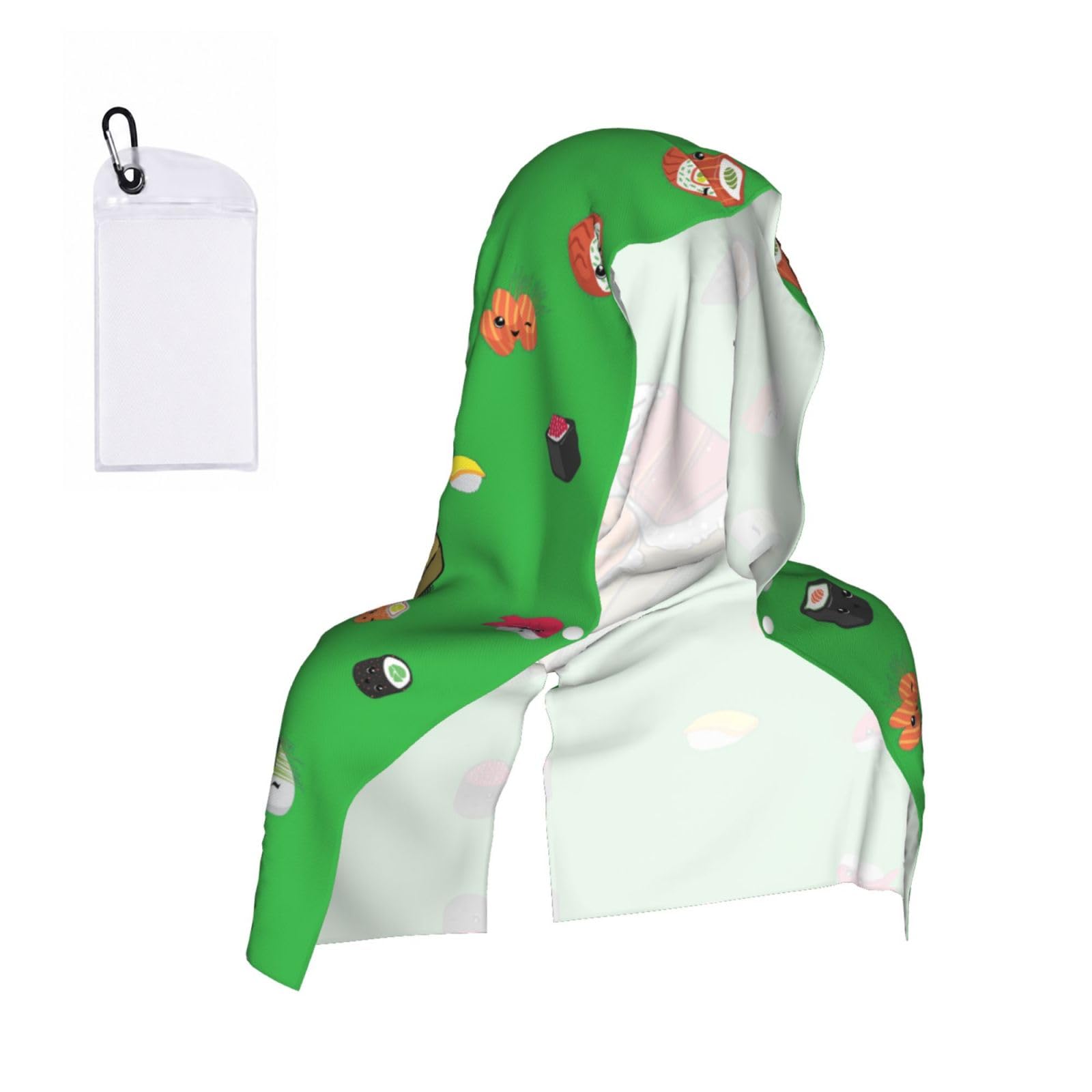EZDLOWVBA Sleeping Sushi Print 2 Pack Cooling Hoodie Towels,Sports Headscarf, Neck Wrap Scarf,Breathable Cooling Towel For Neck And Face, Travel, Swimming, Training