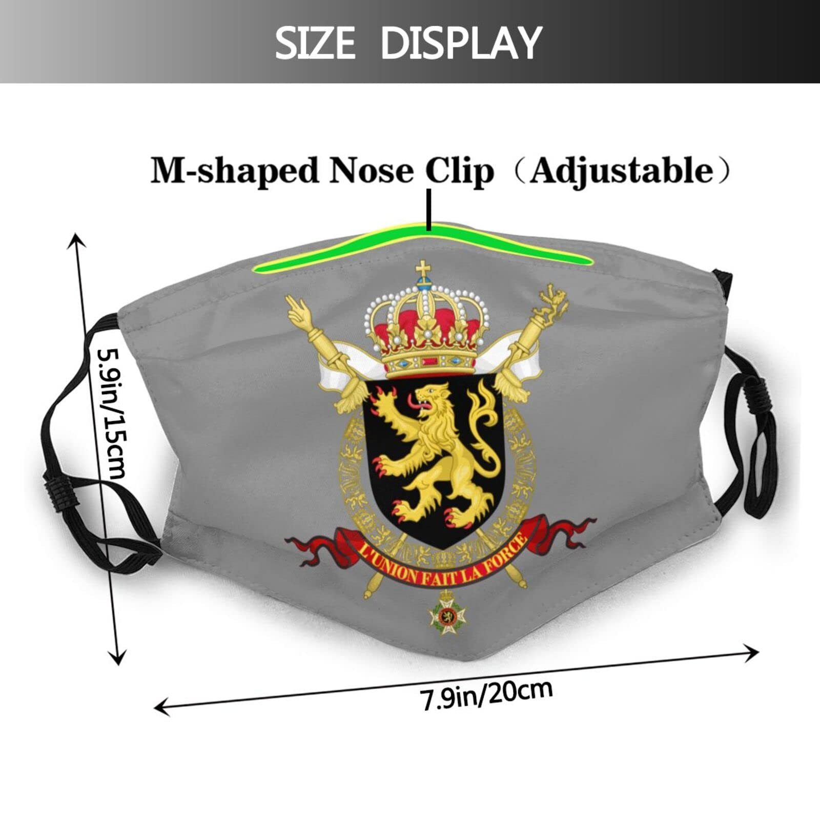 Coat of arms of Belgium Mask Protect Respiratory System Breathe with Peace of Mind Black
