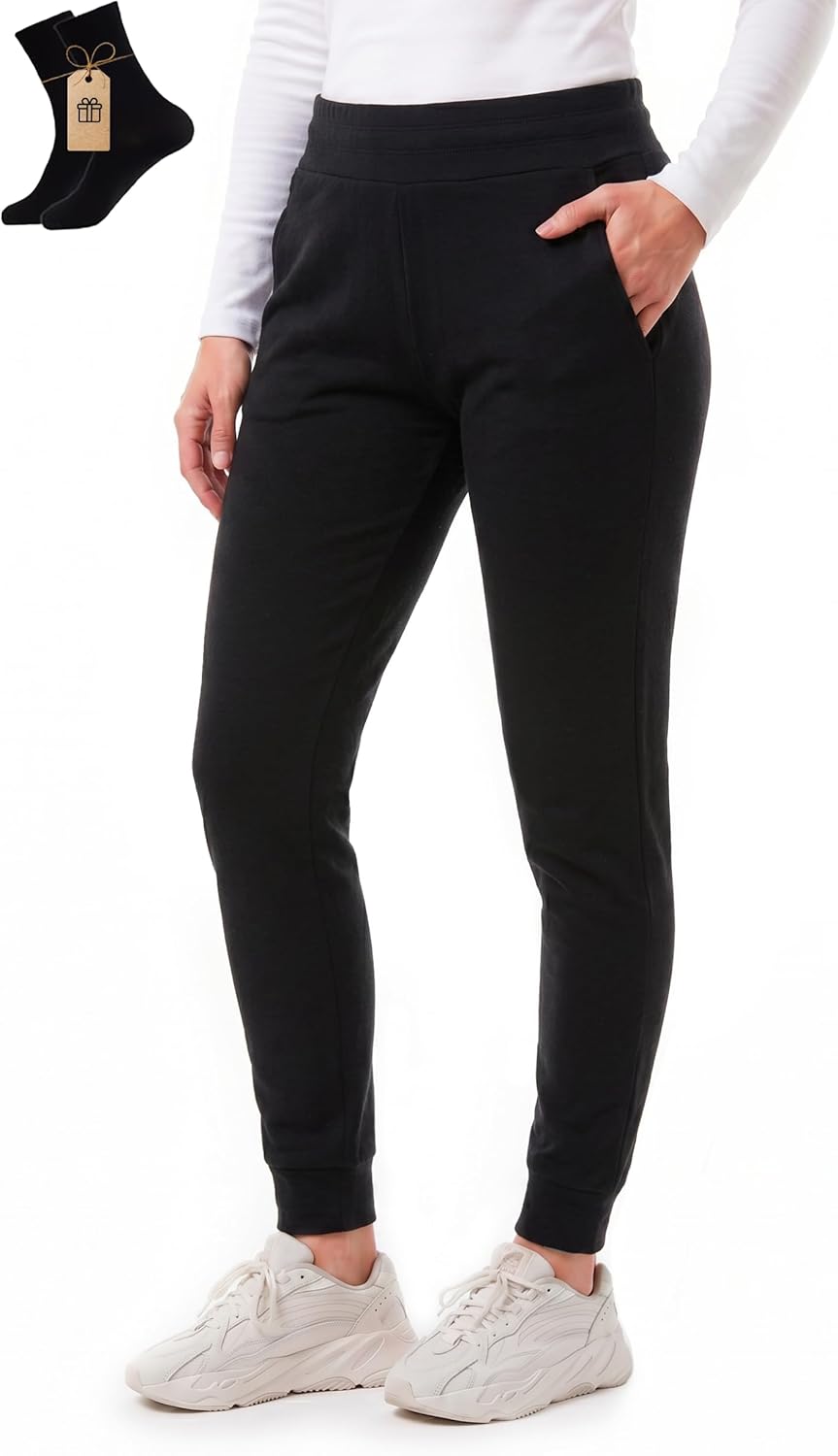 MERINNOVATION Women's Joggers with Pockets - 100% Merino Wool Sweatpants Midweight Wicking Thermal Pants for Running Hiking