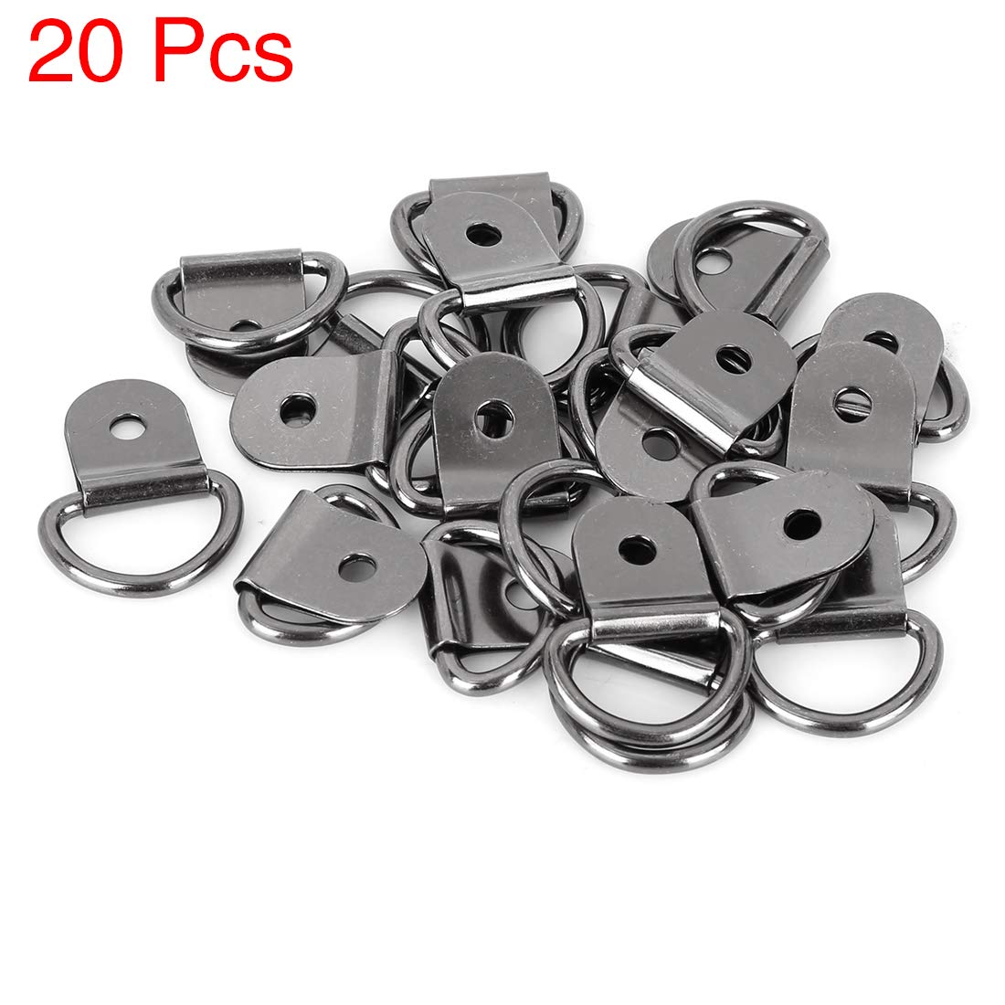X AUTOHAUX 20pcs tono argento nero D forma legare giù Ancoraggi Ancoraggi Ancoraggio Anelli per auto camion rimorchio Cargo RV Barche