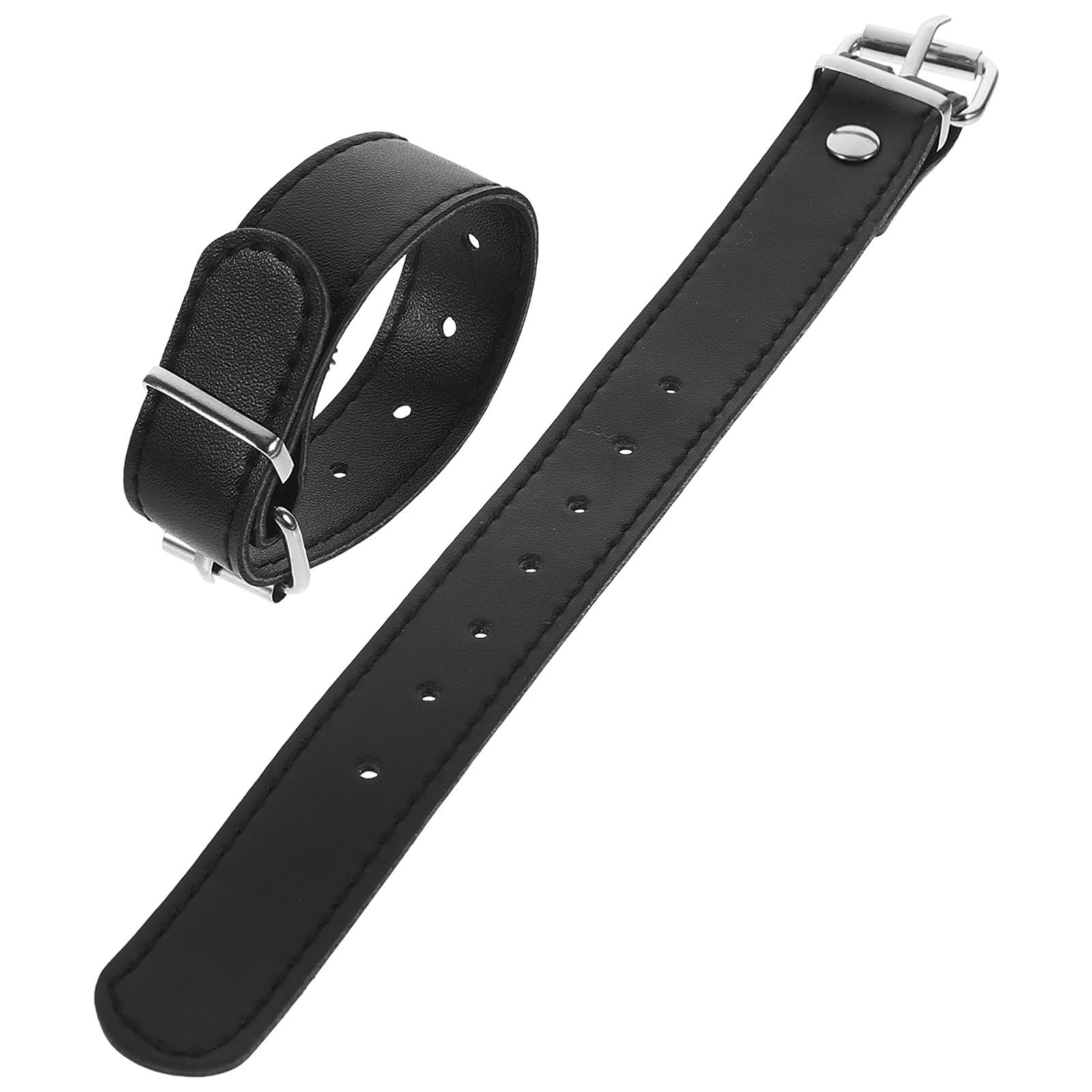 Housoutil Bike Basket Straps, Adjustable Leather Bicycle Basket Strap, Front Handlebar Belt for Children Cycling Scooter Use - Black