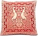 Kashmir Handicrafts ***czerwony*** Indyjskie jedwabne dekoracyjne poszewki na poduszki 40 cm x 40 cm, ekstrawagancki wzór PFAU na sofę i łóżko poduszka dekoracyjna, poszewka na poduszkę z Indii.