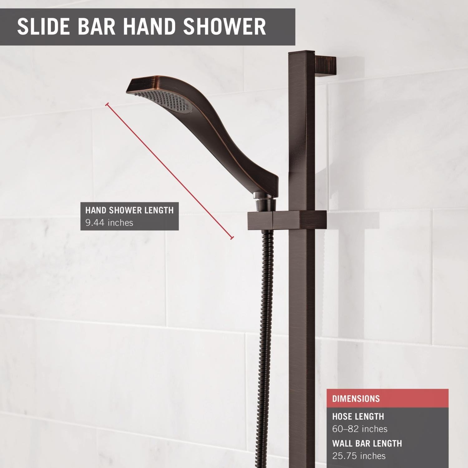 New Product Delta Faucet Dryden Single-Spray Touch-Clean Wall-Mount Slide Bar Hand Held Shower with Hose, Venetian Bronze 57051-RB