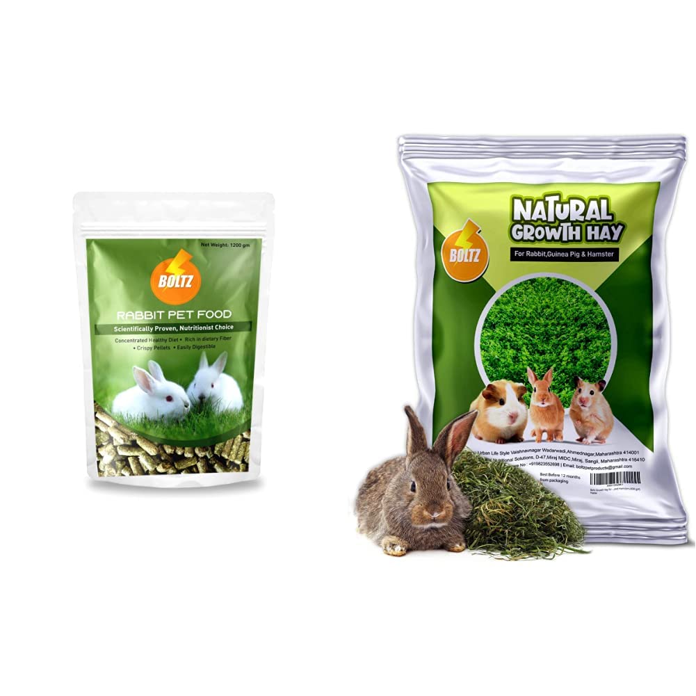 Boltz Premium Rabbit Food,Nutritionist Choice (ISO 9001 Certified)-1200 gm & Growth Hay for Rabbits,Guinea Pigs and Hamsters (600 gm) (B08XXNQLVC) Amazon Price History, Amazon Price Tracker