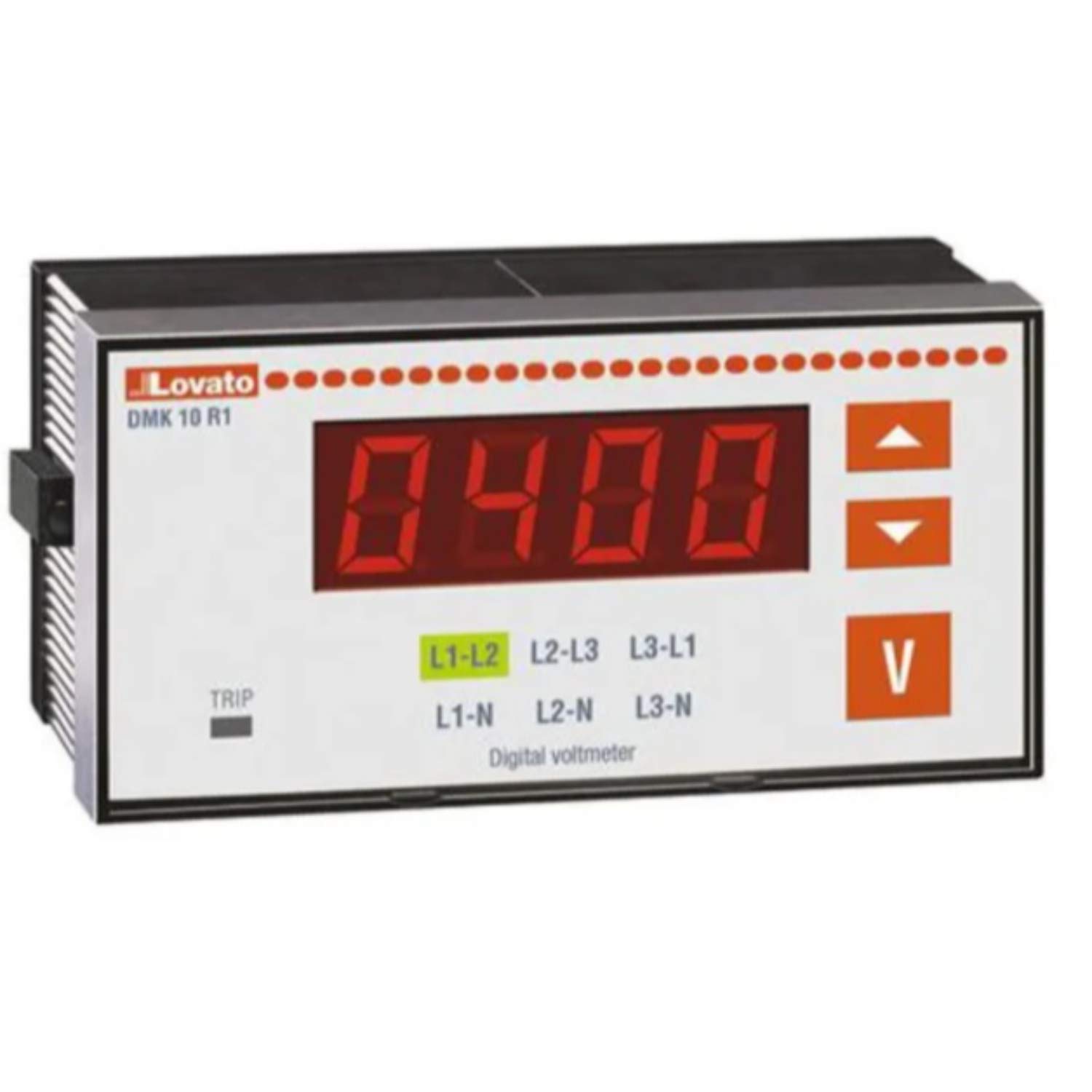 Testeur triphasé voltmètre DMK10R1 blanc avec relais de sortie programmable 4,5cm - 2