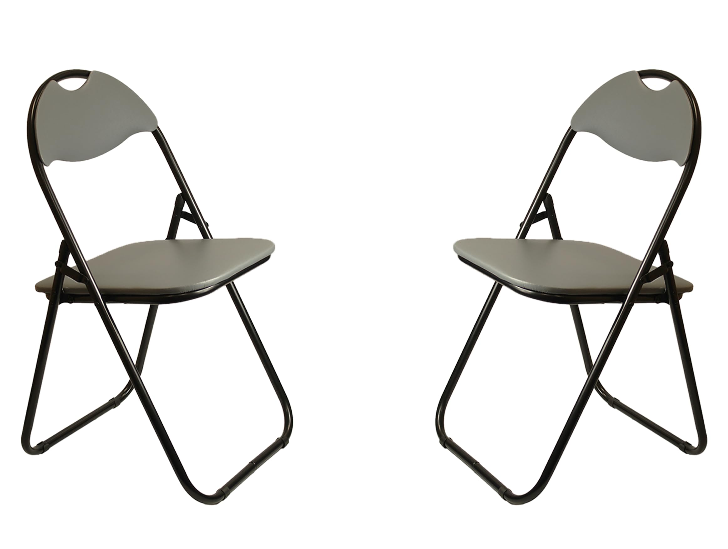 Meta Faux leather Office Chairs - Steel Frame folding Chair for Home, Office, Dining & Reception (2, Grey)