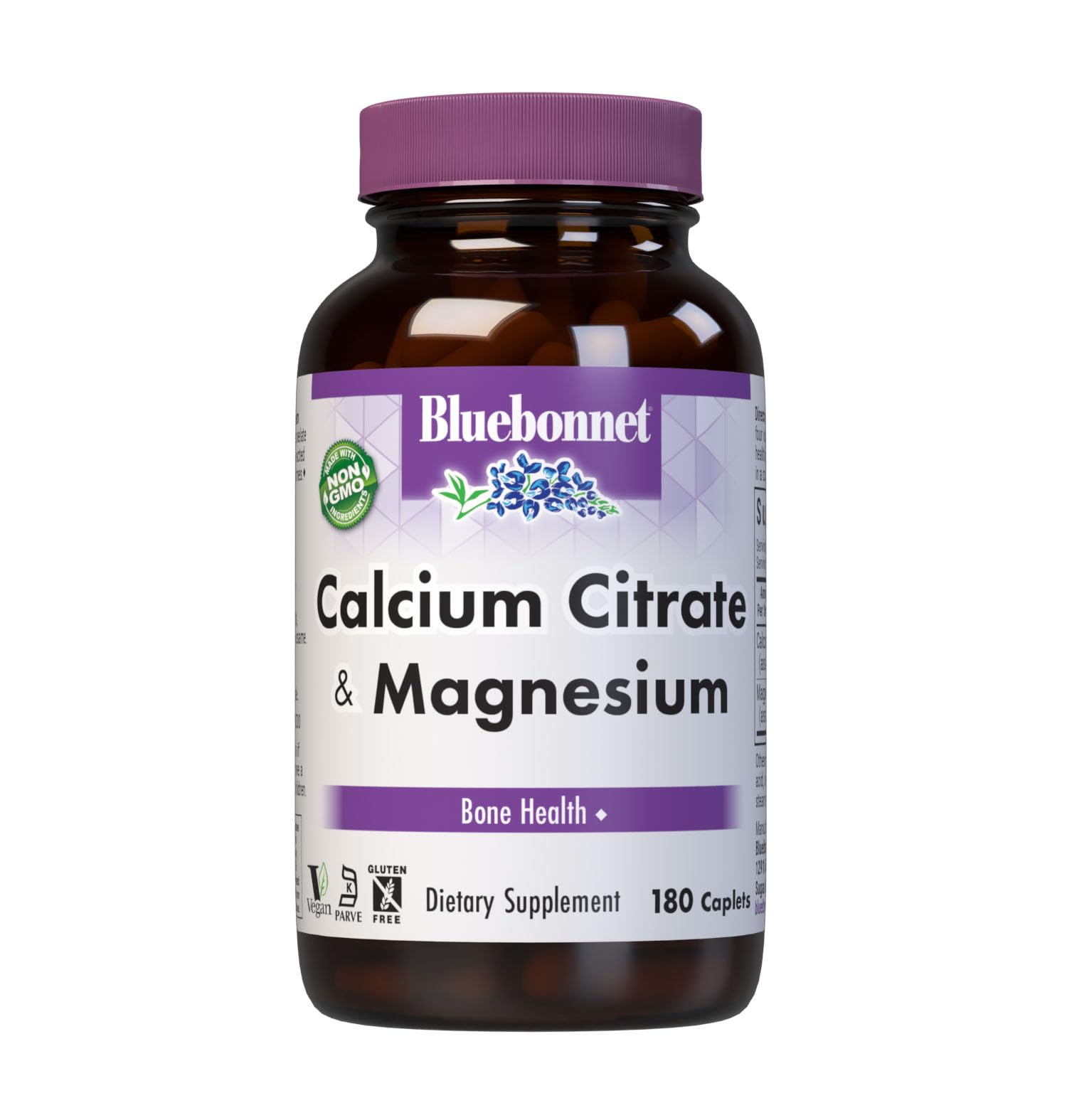 Bluebonnet Calcium Plus Magnesium Caplets, 180 Count Unflavored 180 Count (Pack of 1)