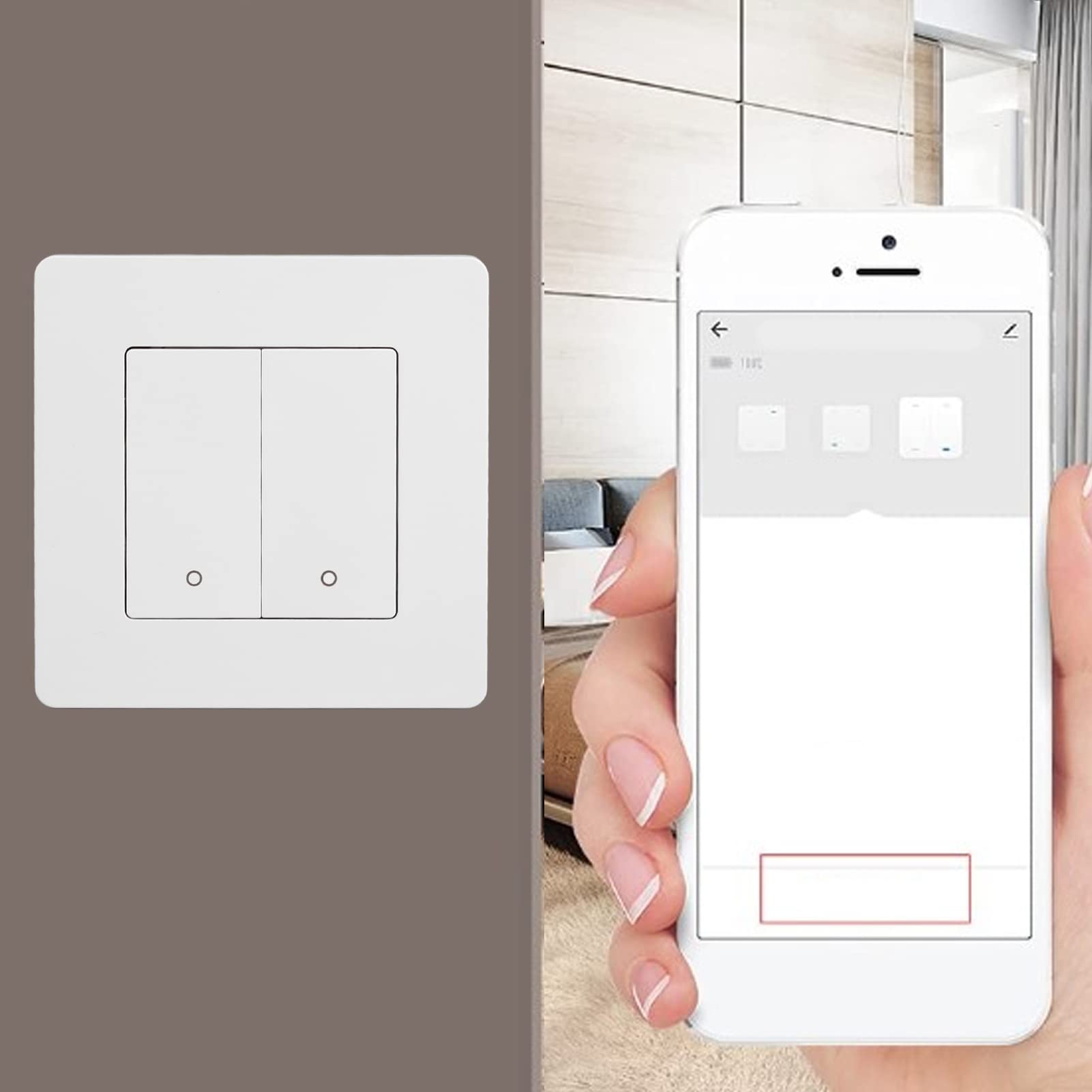 Smart Switch, Smart Light Switch Für 2 Gang Timing Dimming Reverse Dual Control Smart Switch Panel AC100V 240V(Weiß)