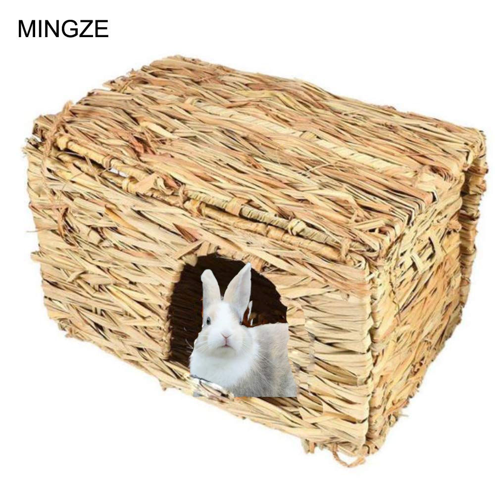 Folding Straw House, Rabbit Grass House, para Rabbit Guinea Chinchilla Hurón, Multi-Utilidad, Comestible, No tóxico, Chew Toy para animales pequeños