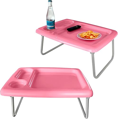 Miniatura 11 de Mesa plegable para TV (juego de 2), lavanda pastel, 17 x 22 x 26 pulgadas, bandejas de glamping portátiles para interiores y exteriores con espacio