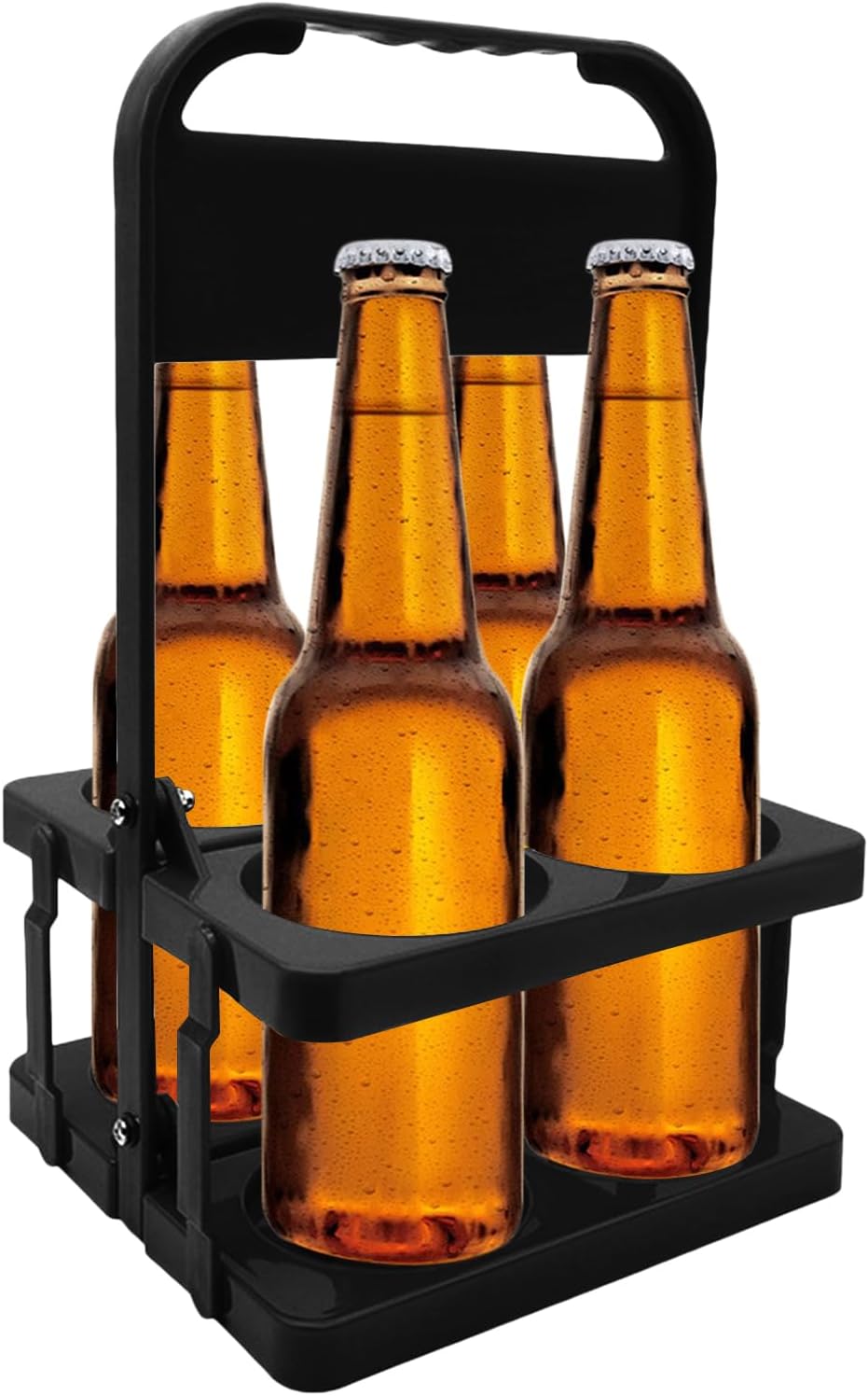 Milk Bottle Holder - Foldable Wine and Beer Rack Carrier with Organizer Design, Portable Basket for Easy Transport of Bottles, Beverage Holder for Gym School Trips Home Use, 12.6 Inch Black - Image 1 of 9