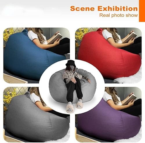 Miniatura 5 de Funda grande de lino y algodón para sofá, puf, funda de sofá, asiento de esquina, puf para salón de belleza, otomano, sillón relajante (color rosa