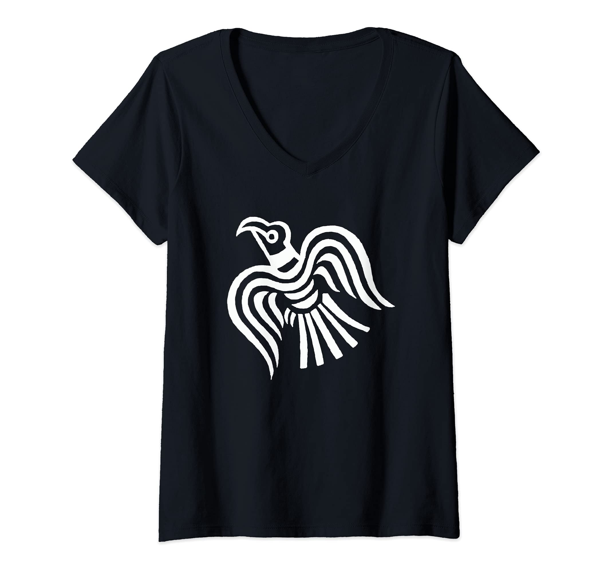 Womens Norse Viking Raven Banner Symbol V-Neck T-Shirt