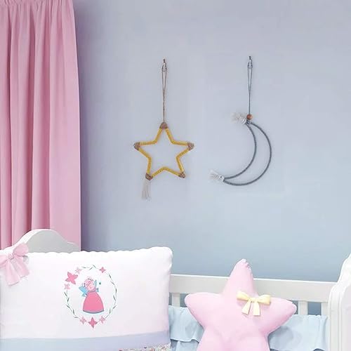 Miniatura 5 de 8 anillos de metal con diseño de atrapasueños, aros de metal dorados con forma de luna para manualidades, macramé para colgar en la pared,