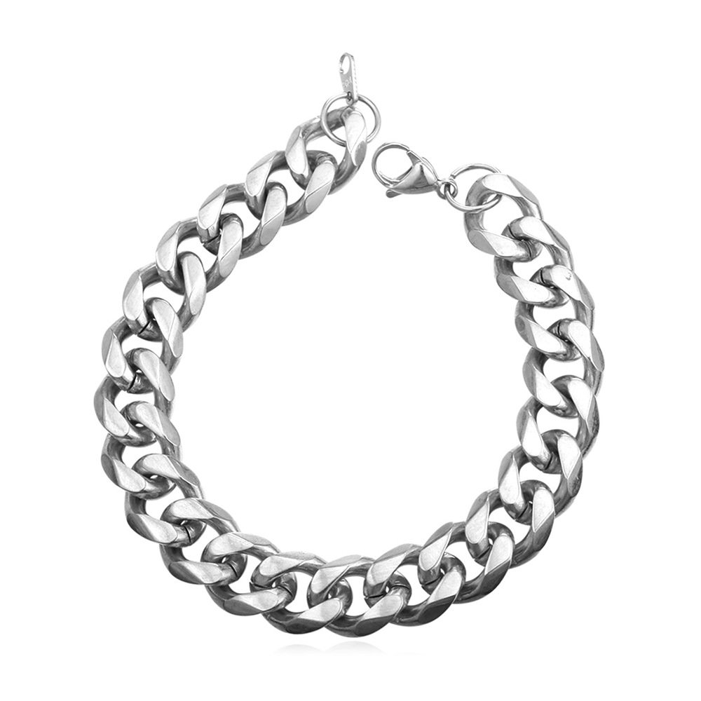 U7Chunky Link Bracelet Men Hip Hop Jewelry Stainless Steel 9MM Wide Cuban Curb Chain Bracelets 8.26 InchRecycled Claim Standard Blended