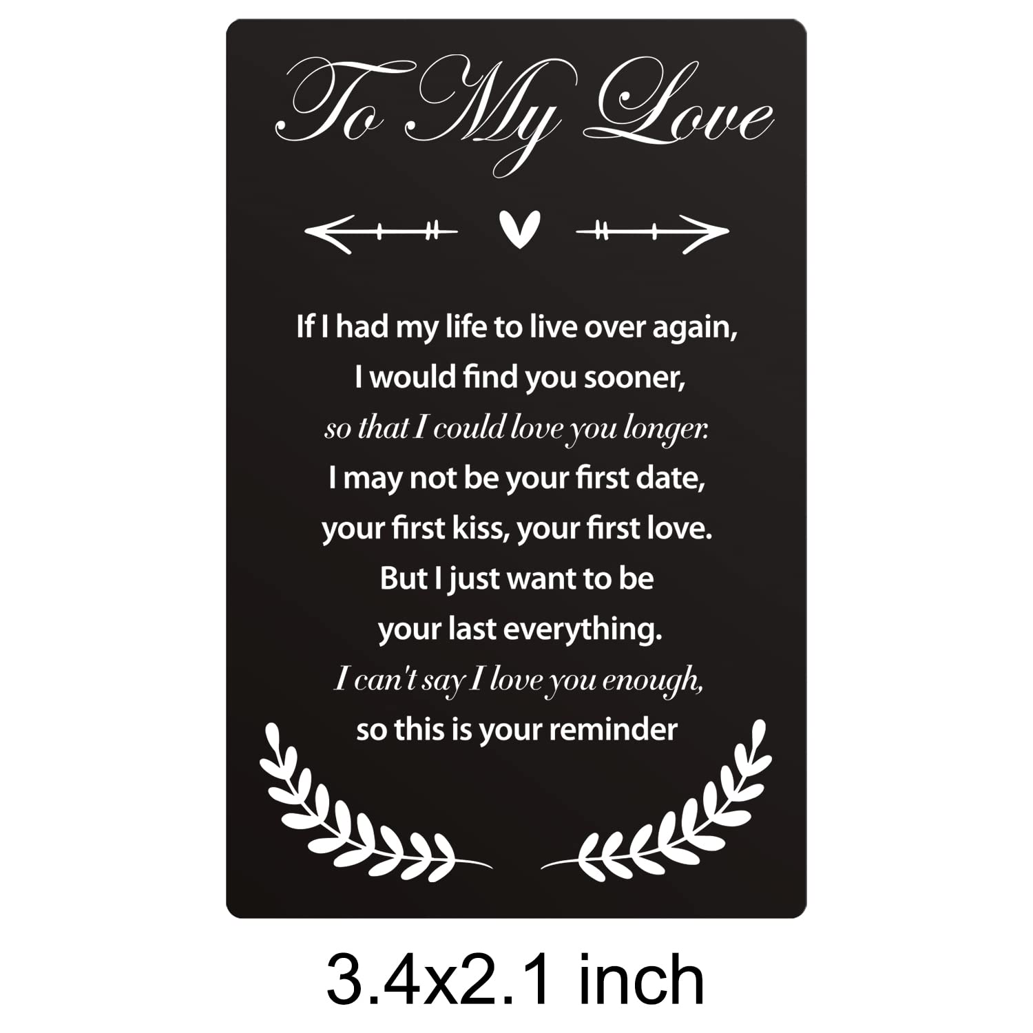 Dolimifa to My Love Engraved Wallet Insert Card - I Love You This is Your Reminder Metal Wallet Card Engraved Present Mini Love Note - Romantic Keepsake Gifts for Husband Boyfriend Him