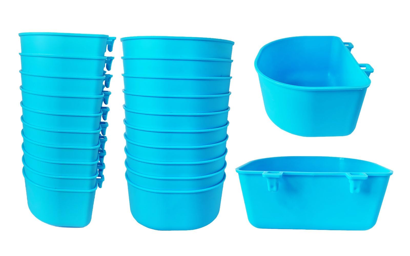 ORIBUKI 20 Pack Cage Cups Feeder Waterer Food Bowl 25 OZ Water Dispenser Hanging Seed Dish Drinking Coop Cup Treats Container for Chicken Bird Rabbit