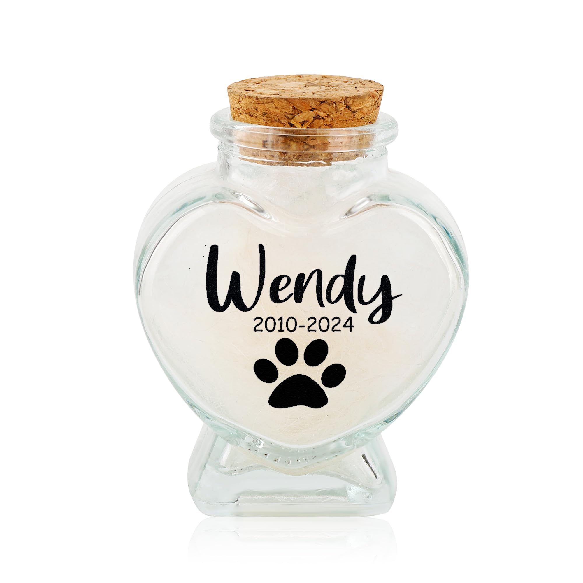 Aina Lighting Personalised Pet Hair Keepsake Bottle Custom Glass Pet Fur Memorial Box Dog Cat Hair Ashes Storage Box Sympathy Gifts for Pet Lovers Friends