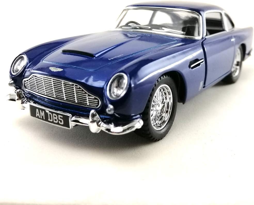 Sport Racing Classic Model Car Die-Cast 1:38 1963 Aston Martin DB5 Blue Color Toy Collection Pull Back Open Door Hobby Collectible