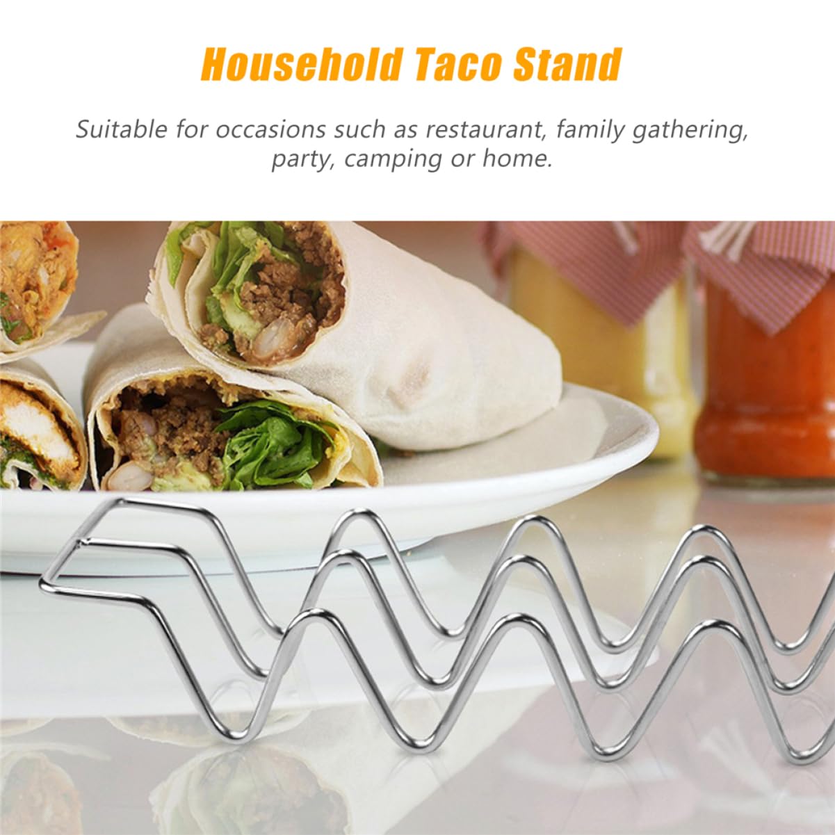COLLBATH Tortilla Stand Taco Serving Platter Sandwich Rack Burritos Stand Tortilla Rack Frame Holder Stand Baking Food Rack Home Pancake Rack Taco Holder Taco Tray Silver Stainless Steel