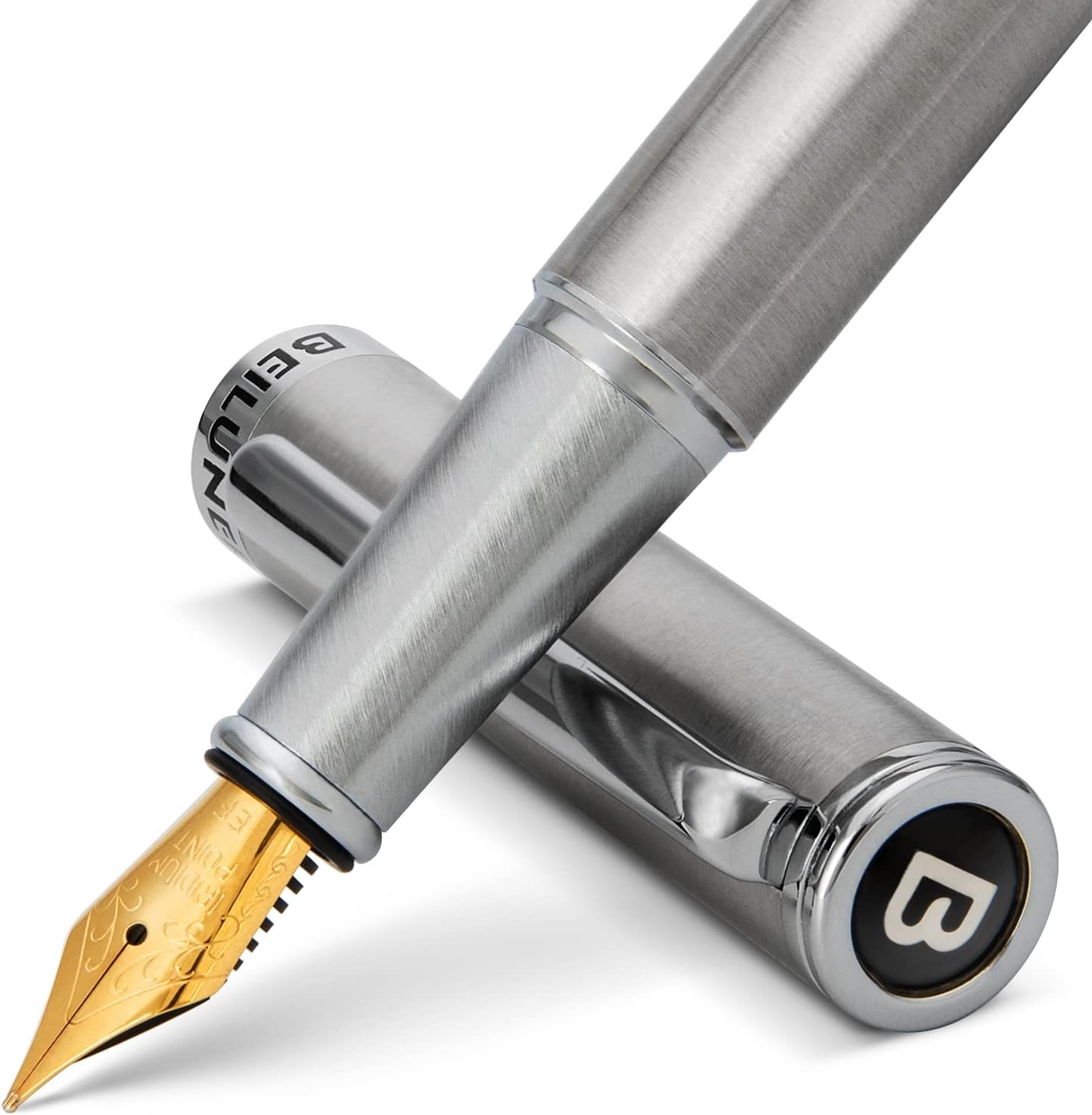 BEILUNER Luxury Fountain Pen Set (Extra Fine, Silver)