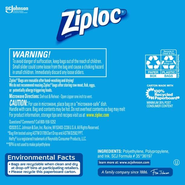 Ziploc Easy Zipper Storage Bags, Gallon Size