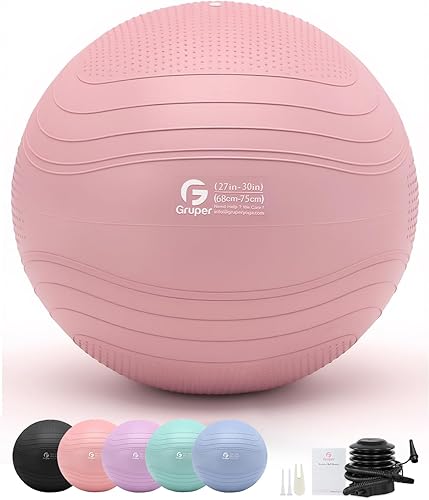 Miniatura 9 de Gruper Pelota de yoga, pelota de ejercicio extra gruesa para entrenamiento y estabilidad durante el embarazo, 4 tamaños, pelota de equilibrio Azul